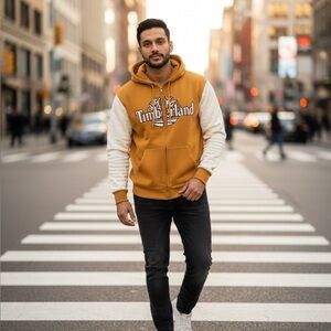 Vintage timberlands, men’s sweat, jacket, size medium camo brown embroidered